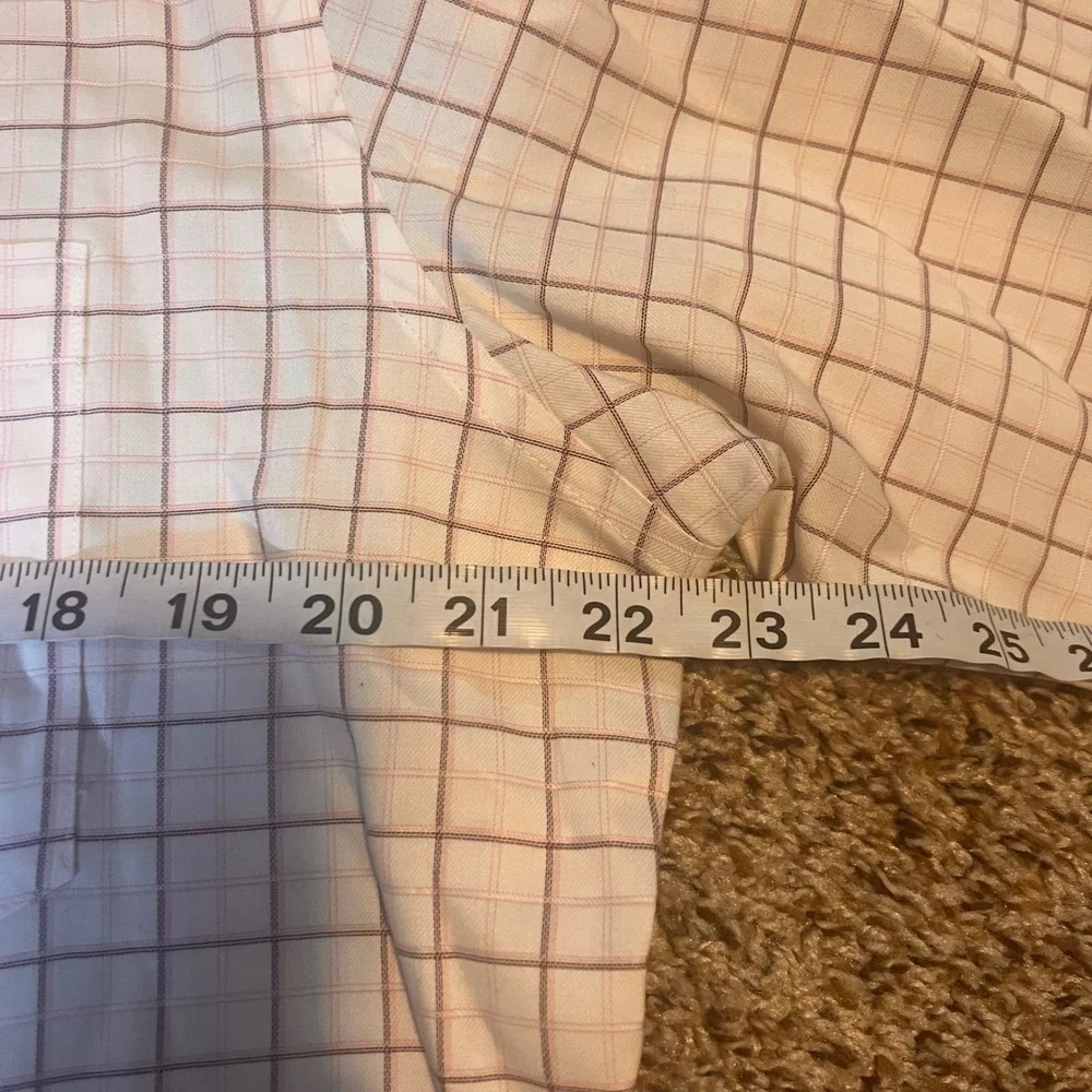 Banana Republic Non Iron Classic Fit Men's Dress Shirt‎ White Pink Grid Check M